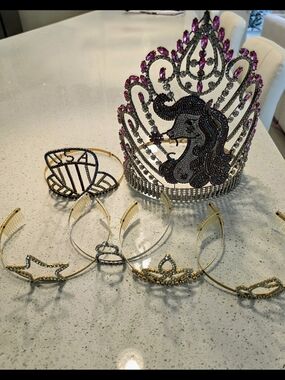 Pageant Rhinestone Crown Bundle Horse Tiara Birthday Queen Quinceañera USA